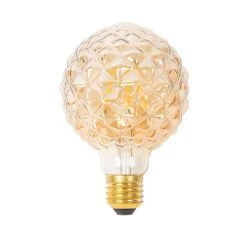 Lucande E27 3,8W LED-Lampe G95, 2700K, Struktur, Amber