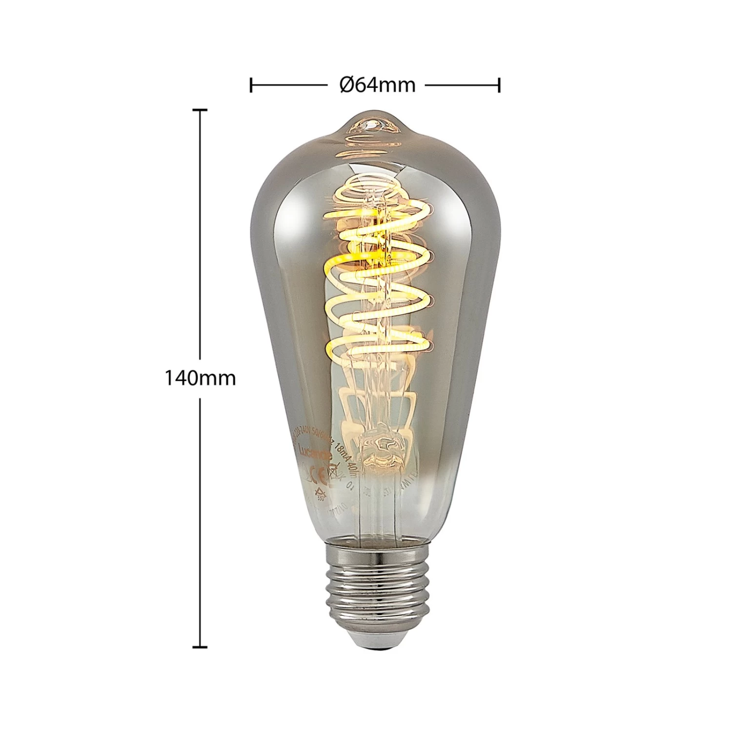 Lucande E27-Lampe ST64 4W 918 Dimmbar Titan 2er â Bild 3