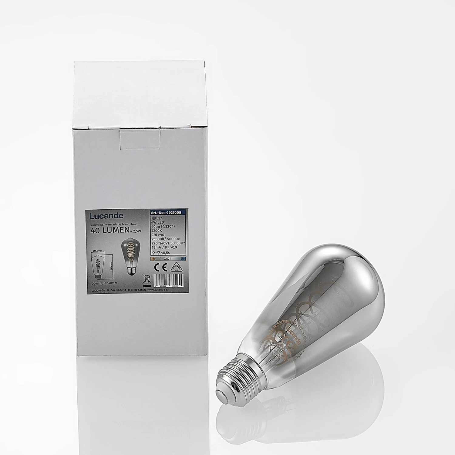 Lucande E27-Lampe ST64 4W 918 Dimmbar Titan 2er â Bild 8