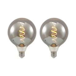 Lucande LED E27 G125 4W 1.800K Dimmbar Smoke 2er