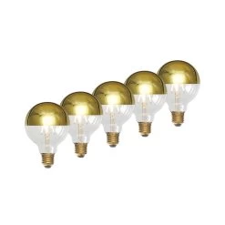 Lucande E27 3,8W LED-Kopfspiegellampe G95, 2700K Gold 5er
