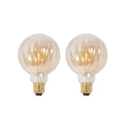 Lucande E27 3,8W LED G95 2700K 340lm Rillen Amber 2er