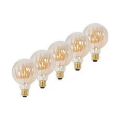 Lucande E27 3,8W LED G95 2700K 340lm Rillen Amber 5er