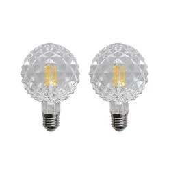 Lucande E27 3,8W LED-Lampe G95 2700K Struktur Klar 2er-Set