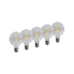 Lucande E27 3,8W LED-Lampe G95 2700K Struktur Klar 5er-Set