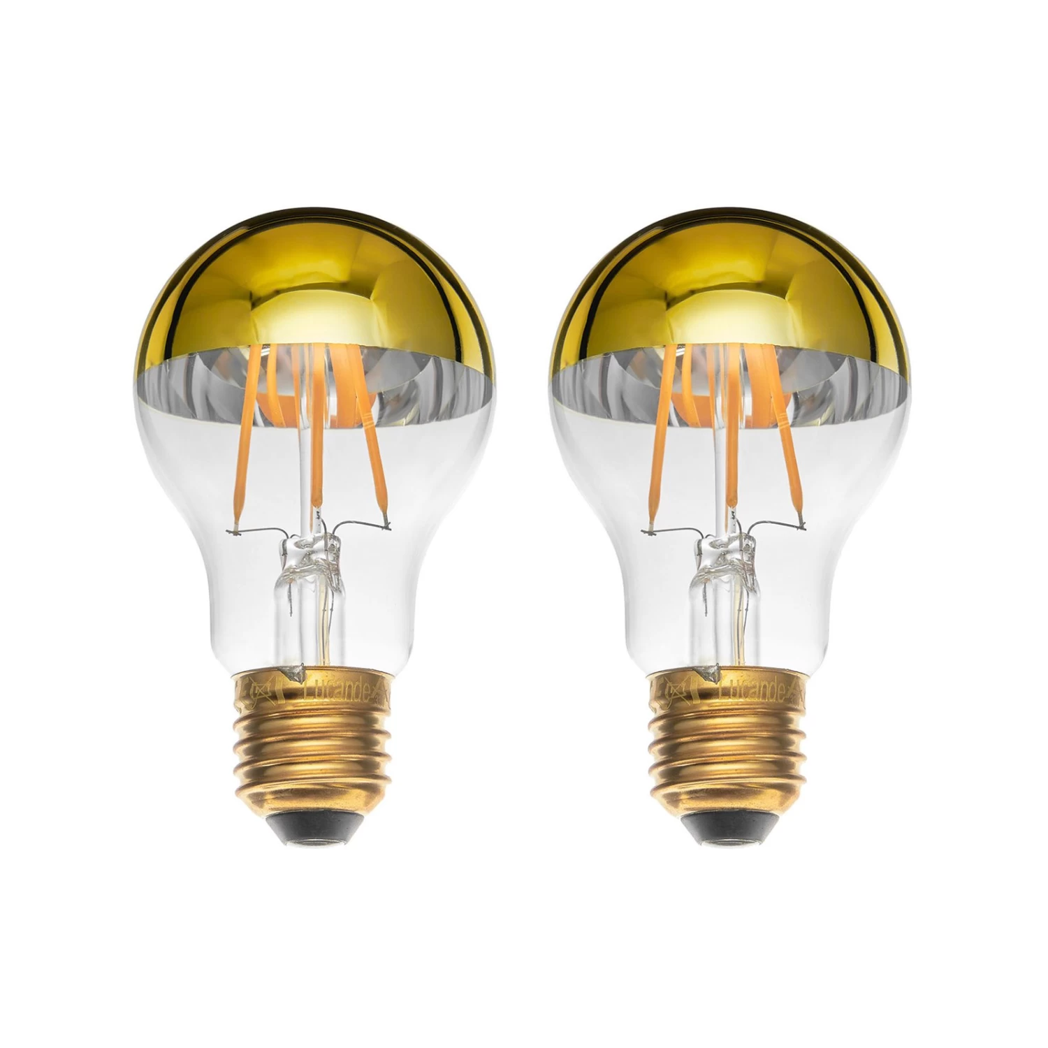 Lucande E27 3,5W LED-Kopfspiegellampe A60 2700K Gold 2er