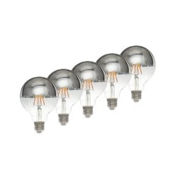 Lucande E27 3,8W Kopfspiegellampe G95 927 Silber, 5er-Set