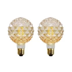 Lucande E27 3,8W LED-Lampe G95 927 Struktur Amber 2er-Set