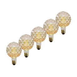 Lucande E27 3,8W LED-Lampe G95, 927 Struktur Amber 5er-Set