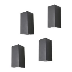 Lucande 2-flammige Außenwandleuchte Xava, Grafitgrau, 4er