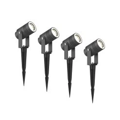 Lucande Außenstrahler Galina, Erdspieß Dunkelgrau 10cm 4er