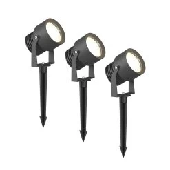 Lucande LED-Außenstrahler Irina In Dunkelgrau, 3er-Set