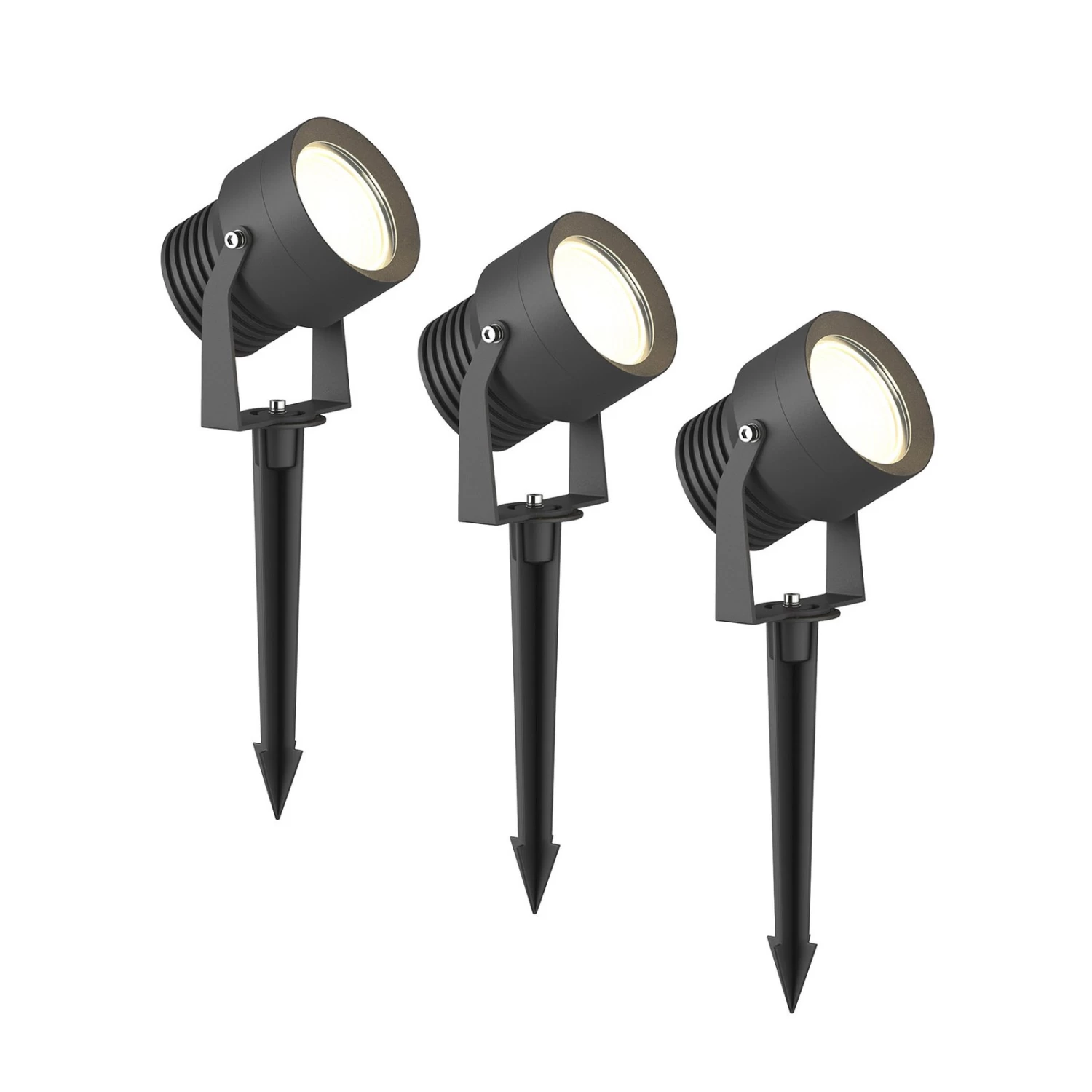 Lucande LED-Außenstrahler Irina In Dunkelgrau, 3er-Set