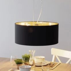 Lucande Patrik Textil-Hängeleuchte Ø53cm Schwarz