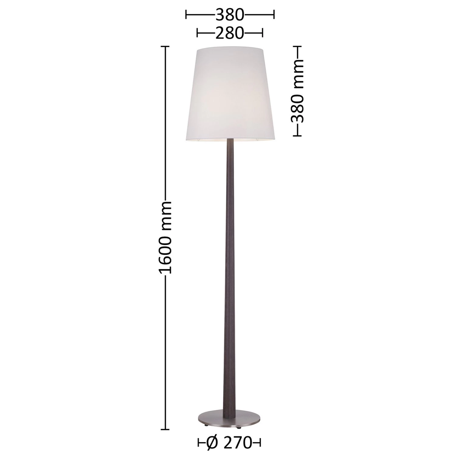 Lucande Elif Stehlampe Weiß, Konisch Eiche Dunkel – Bild 5