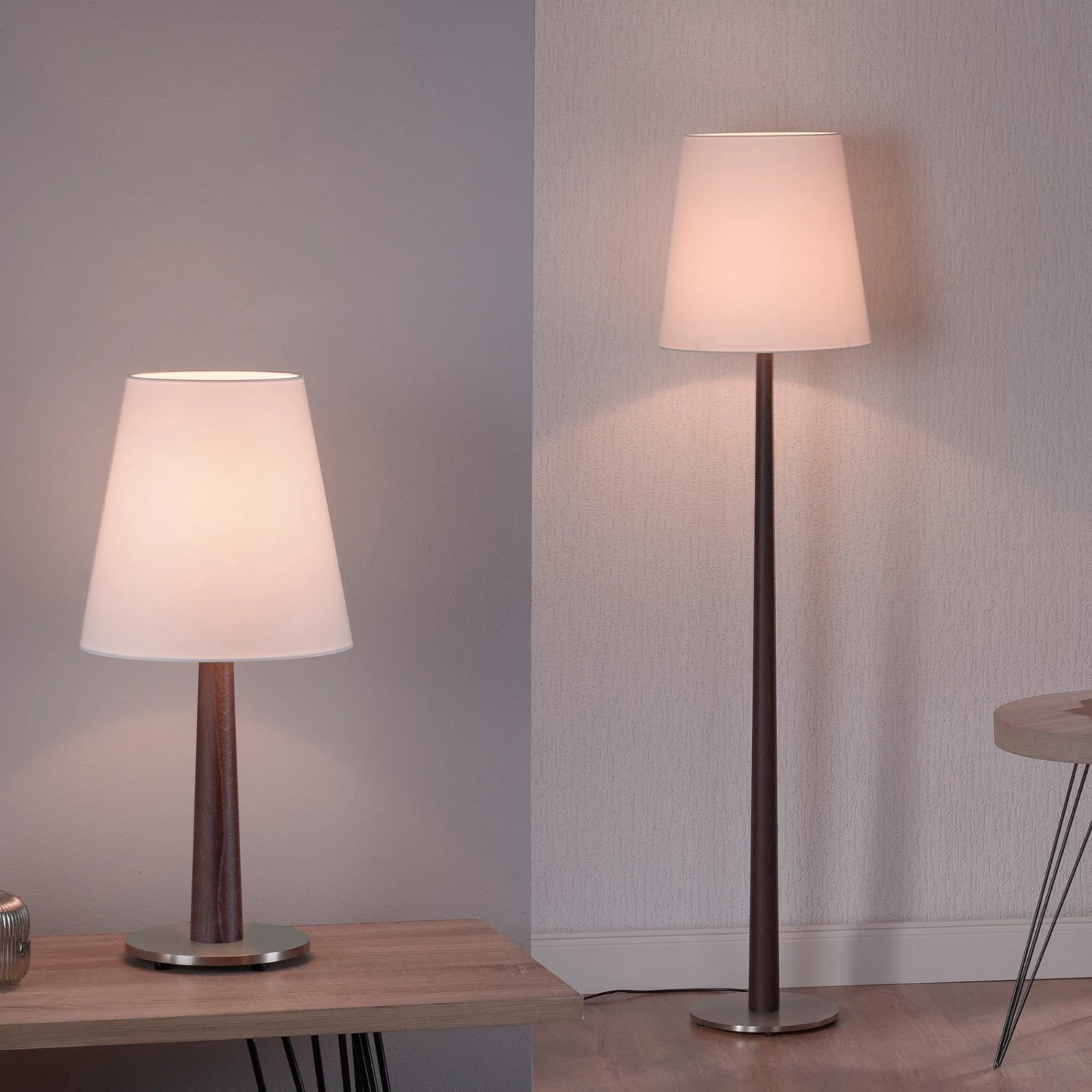 Lucande Elif Stehlampe Weiß, Konisch Eiche Dunkel – Bild 8