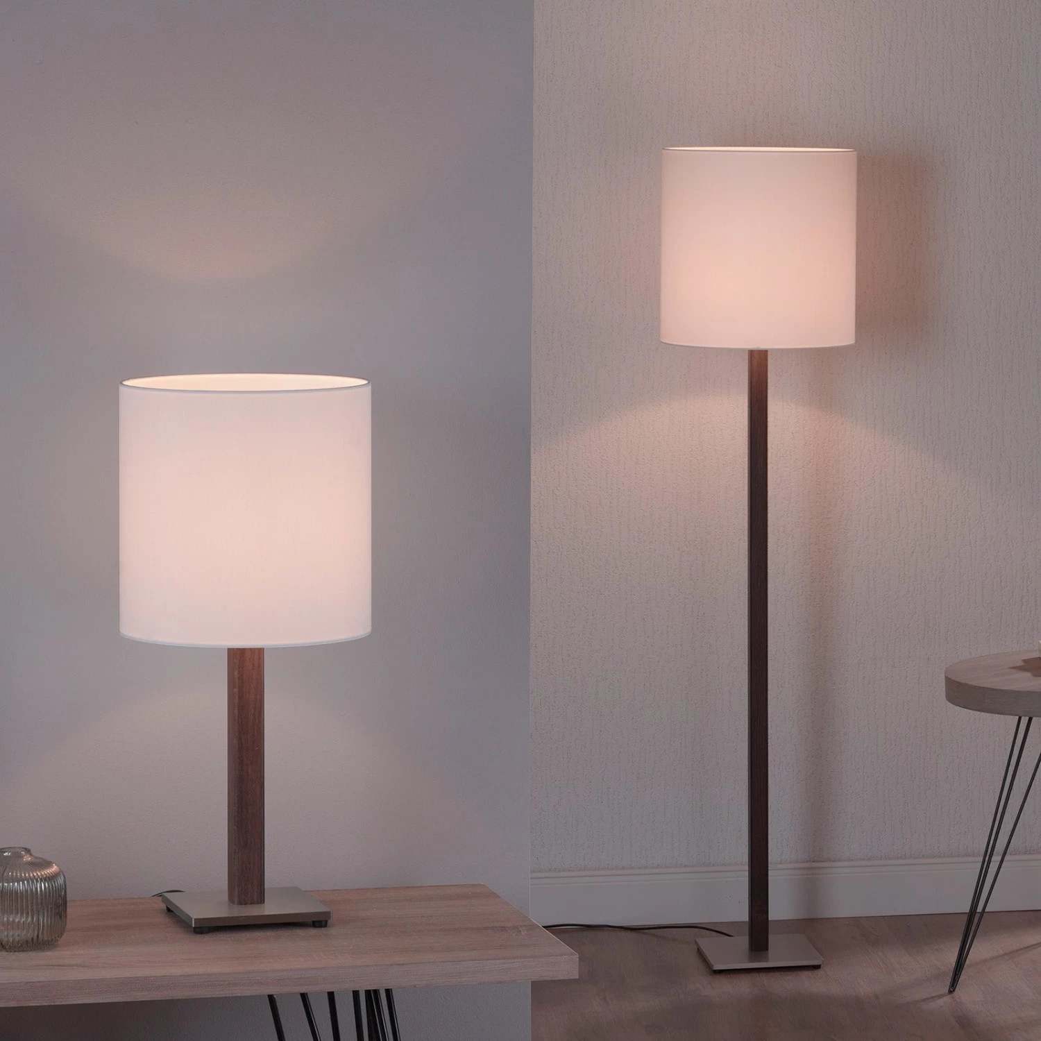 Lucande Elif Tischlampe Weiß, Eckig Eiche Dunkel – Bild 8