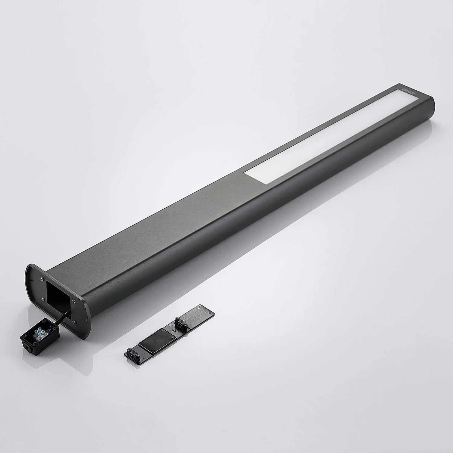 Lucande LED-Wegeleuchte Mhairi, Eckig, Dunkelgrau, 100 Cm â Bild 9