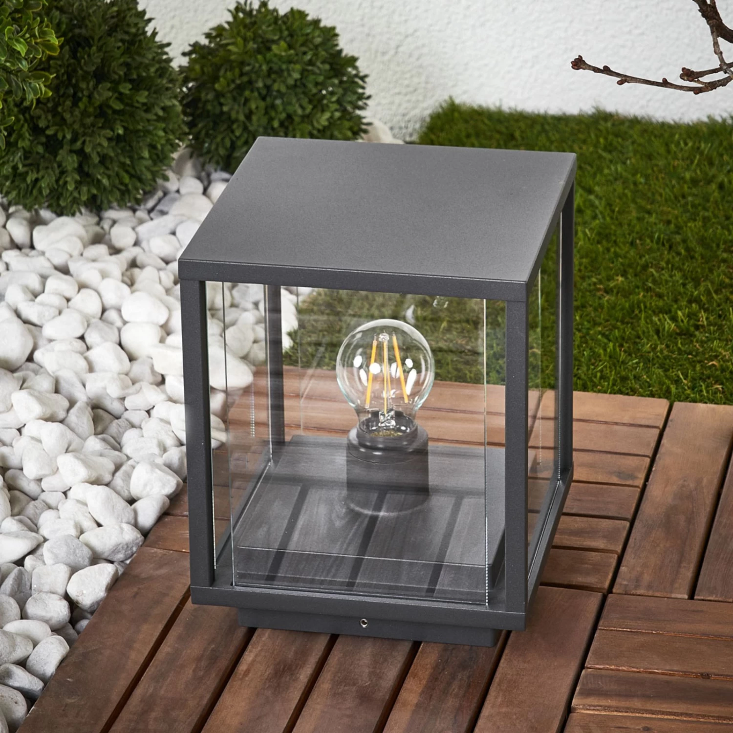 Lucande Eckige Sockellampe Annalea Mit Glasscheiben â Bild 3