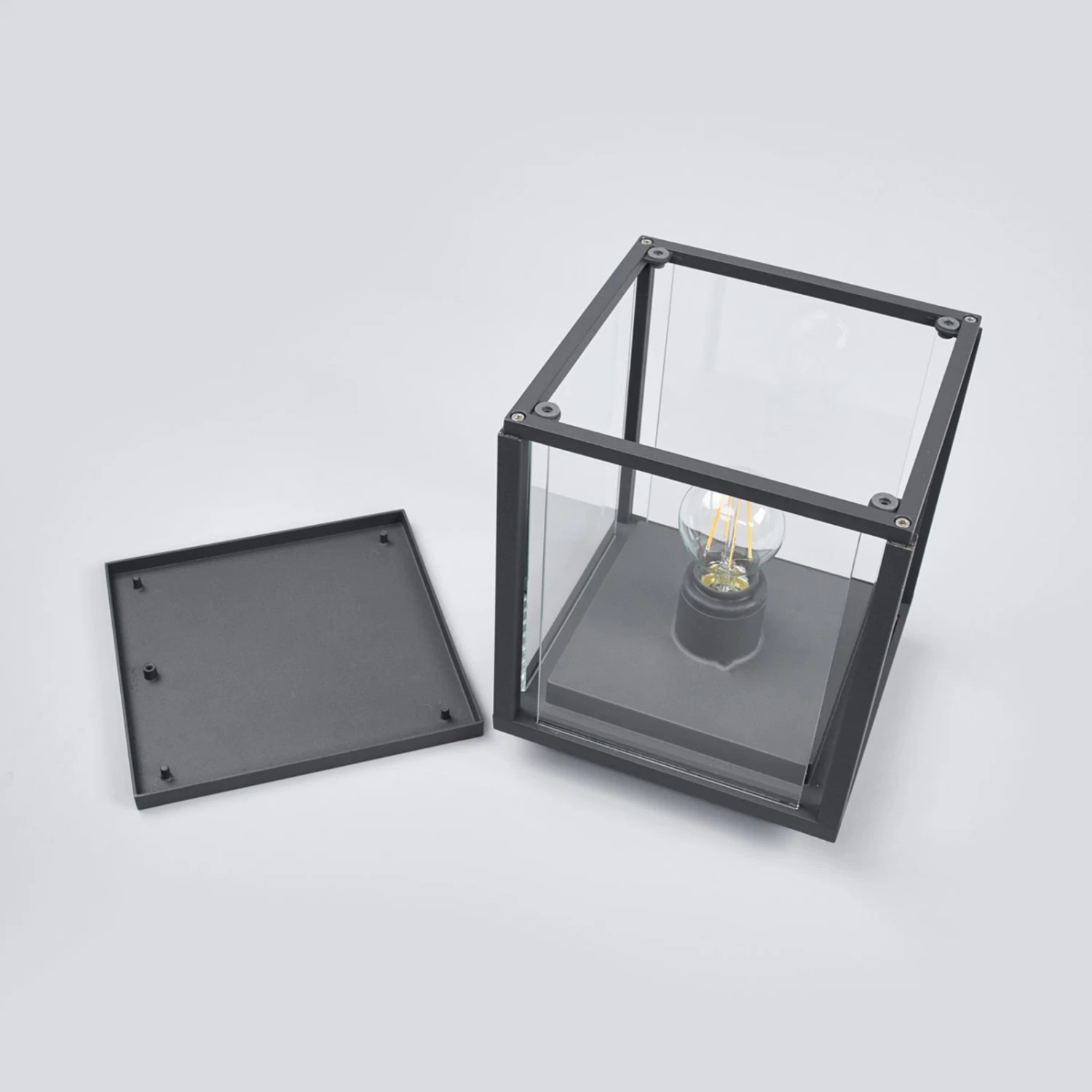 Lucande Eckige Sockellampe Annalea Mit Glasscheiben â Bild 6