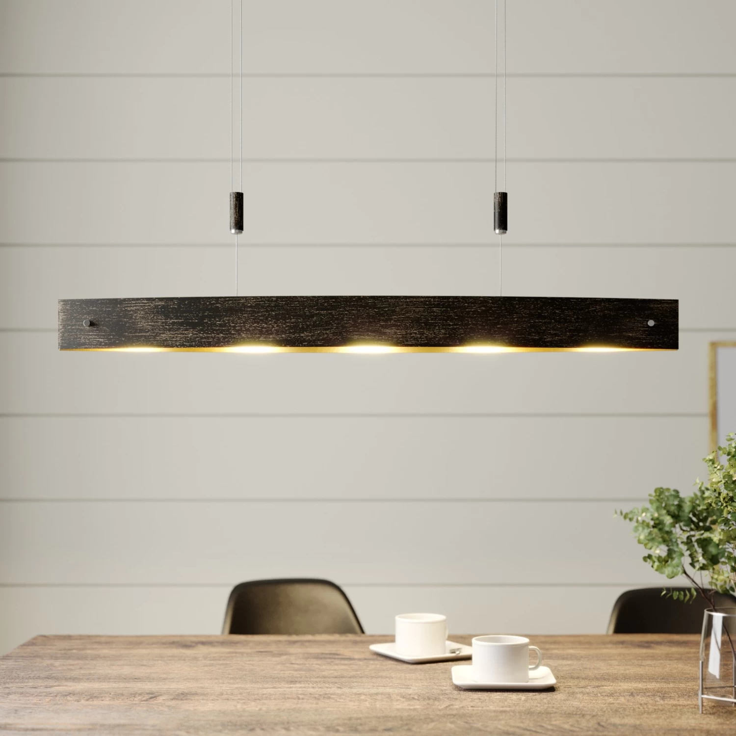 Lucande LED-Hängeleuchte Lio In Schwarz Mit Golddekor – Bild 2