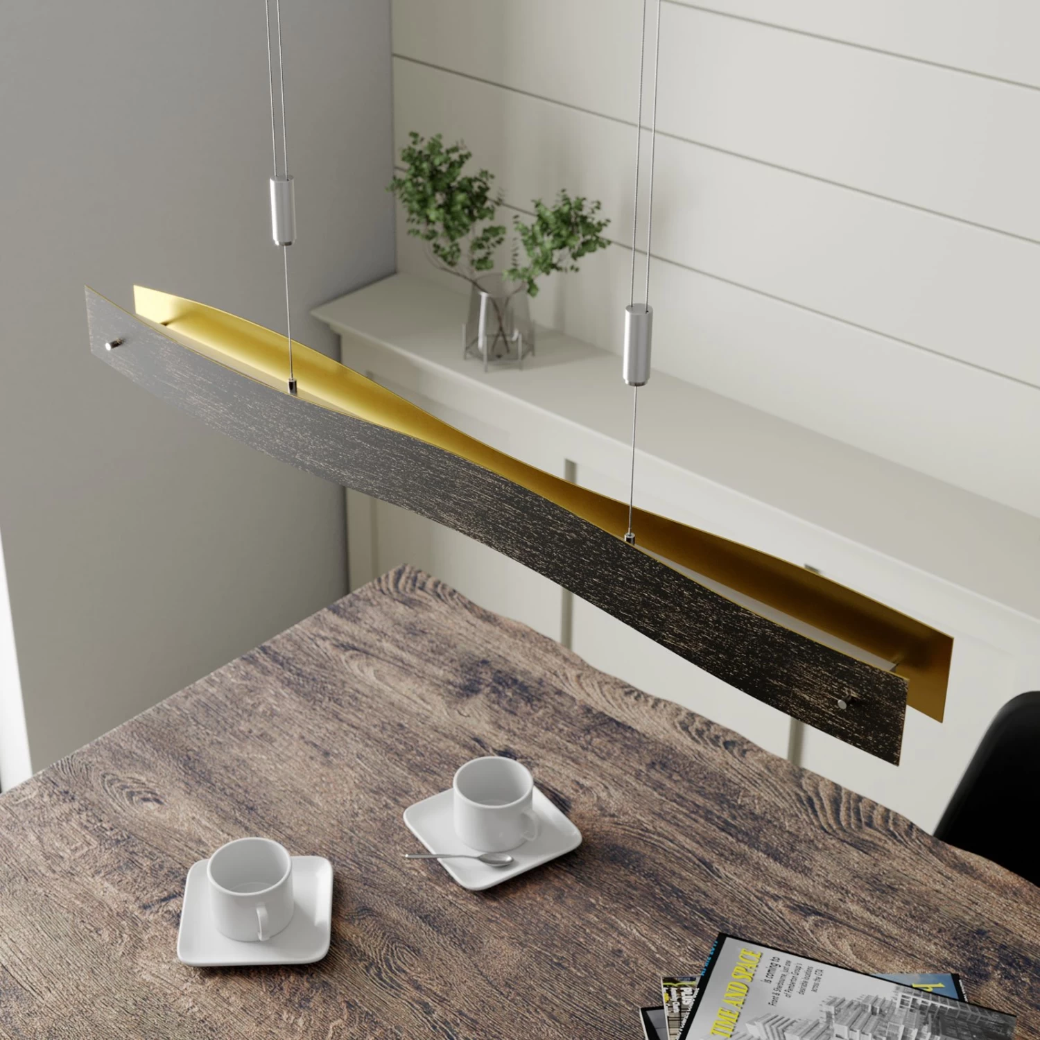 Lucande Dimmbare LED-HĂ€ngeleuchte Ebu, Schwarz-gold â Bild 3