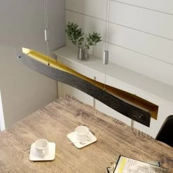 Lucande Dimmbare LED-Hängeleuchte Ebu, Schwarz-gold