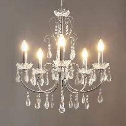 Lucande Kronleuchter Solveig Mit Kristallen, 5-fl., Chrom