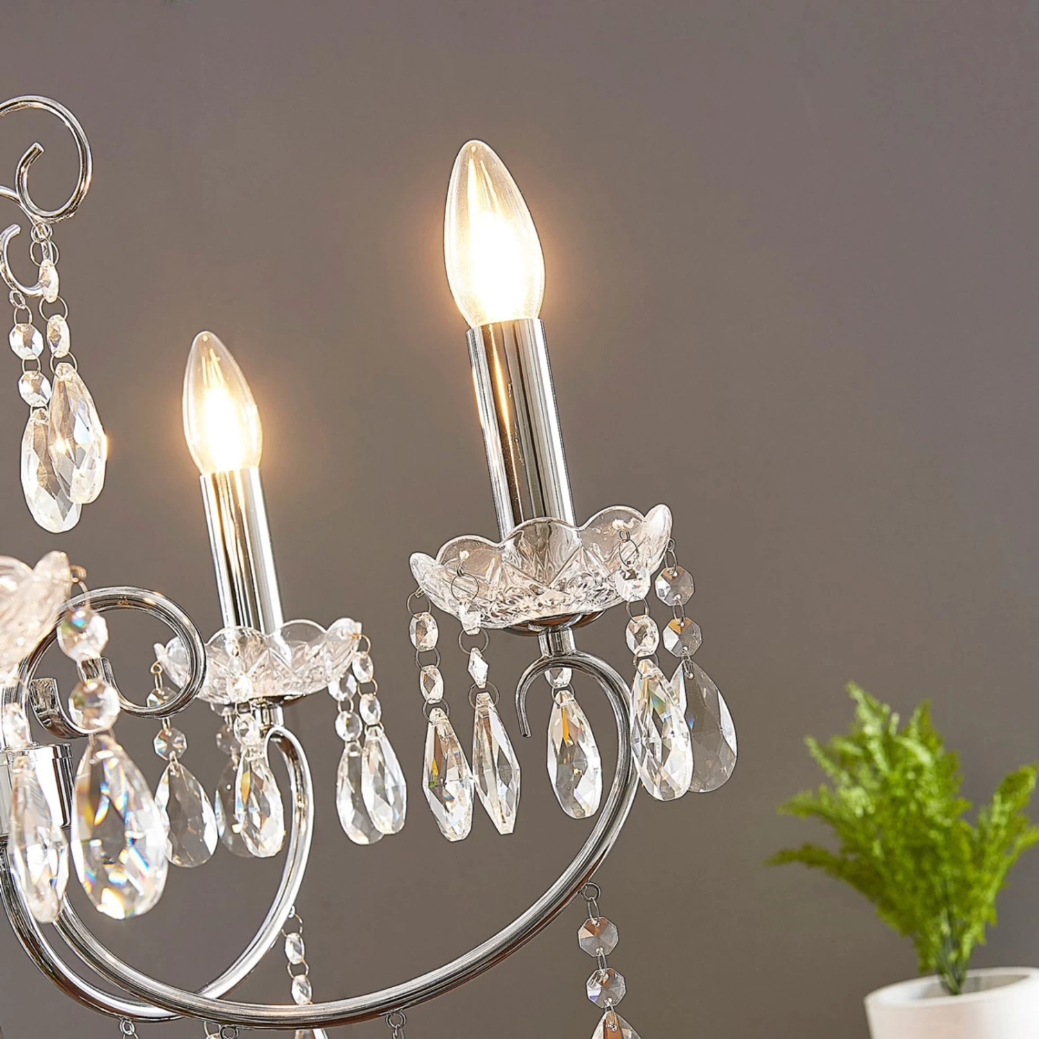 Lucande Kronleuchter Solveig Mit Kristallen, 5-fl., Chrom – Bild 5