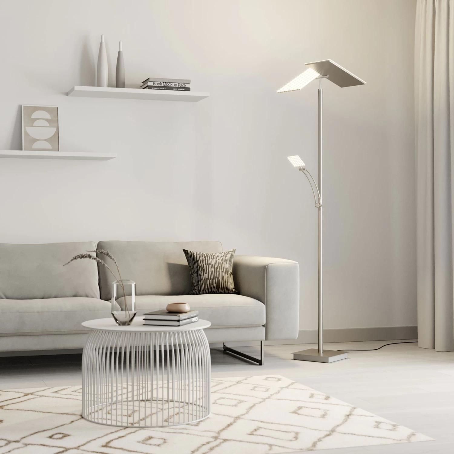 Lucande LED-Deckenfluter Parthena, Nickel â Bild 2