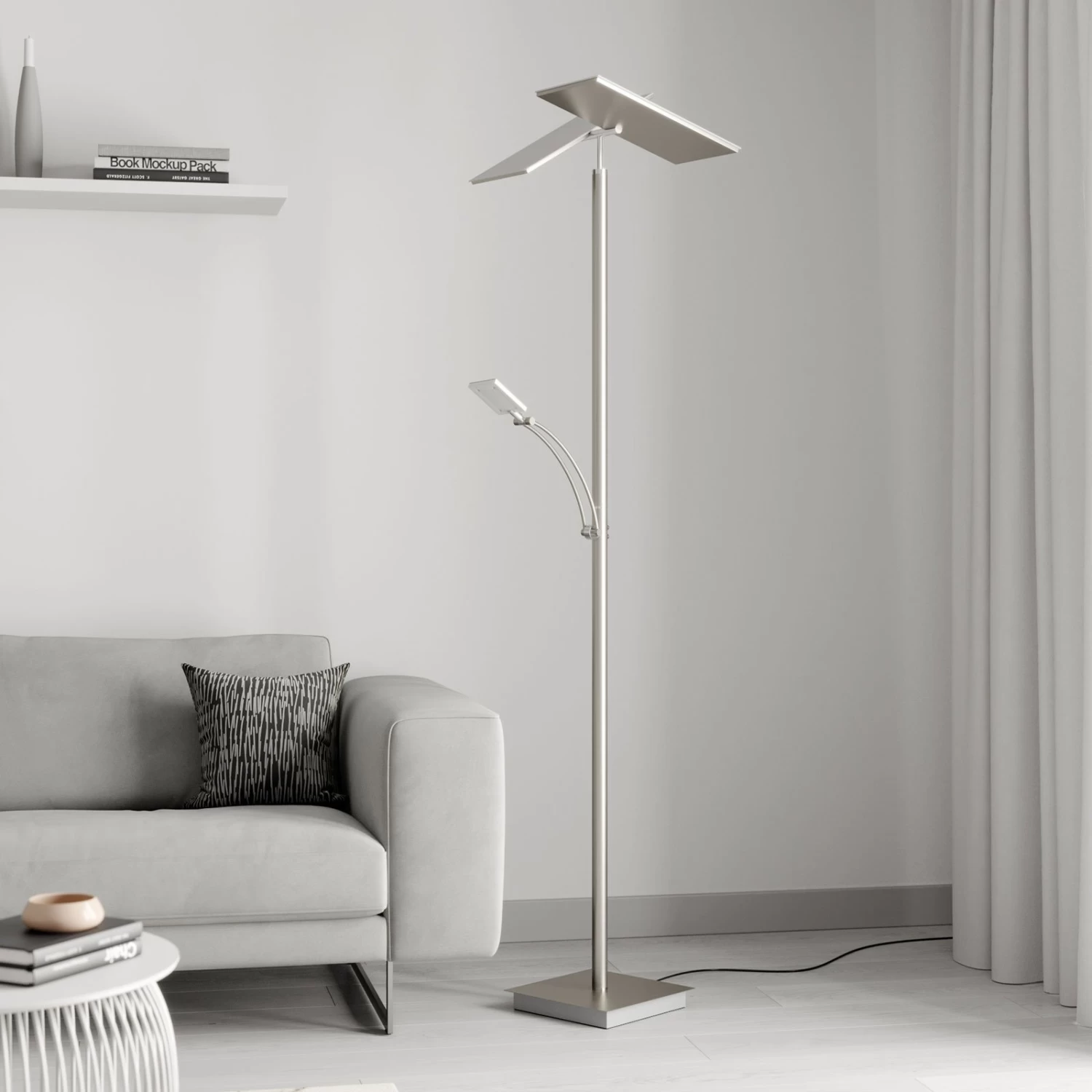 Lucande LED-Deckenfluter Parthena, Nickel â Bild 3