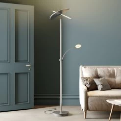 Lucande LED-Deckenfluter Anniki, Nickel