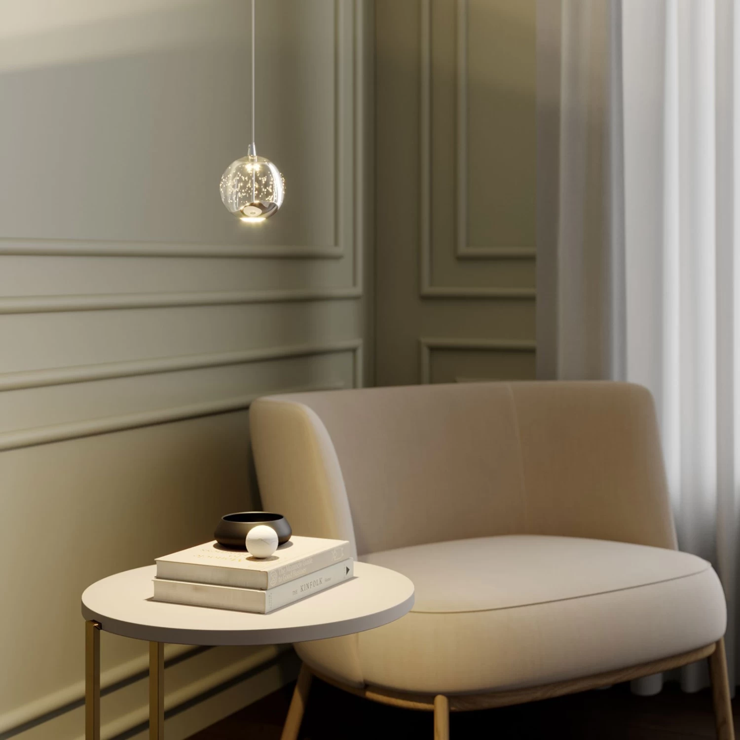 Lucande LED-Pendellampe Hayley Mit Glaskugel, 1-fl., Chrom â Bild 2