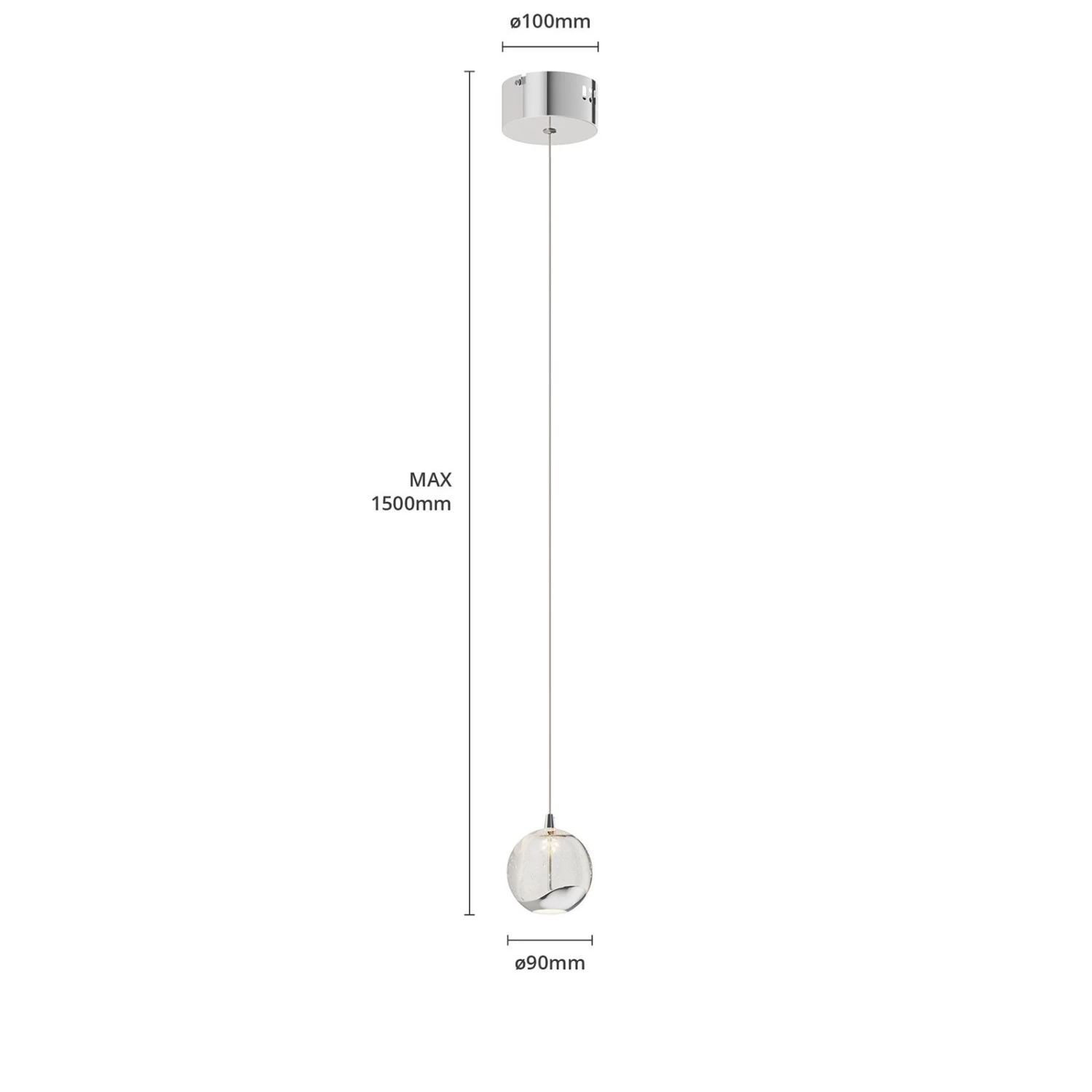 Lucande LED-Pendellampe Hayley Mit Glaskugel, 1-fl., Chrom â Bild 7