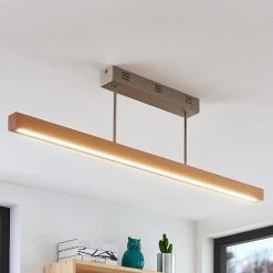 Lucande LED-Holz-Deckenleuchte Tamlin, Buchefarben, 100 Cm