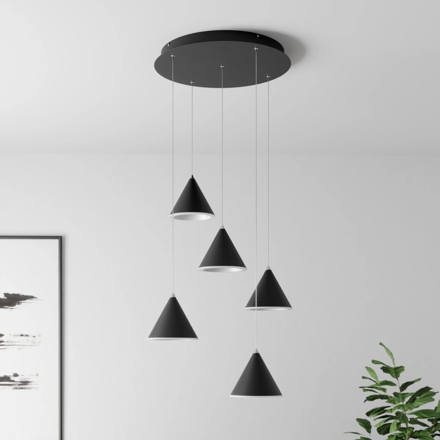 Lucande Livan LED-HĂ€ngeleuchte, Schwarz, 5-fl. â Bild 3