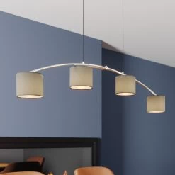 Lucande Juljana Pendellampe, 4-fl., Stoffschirme