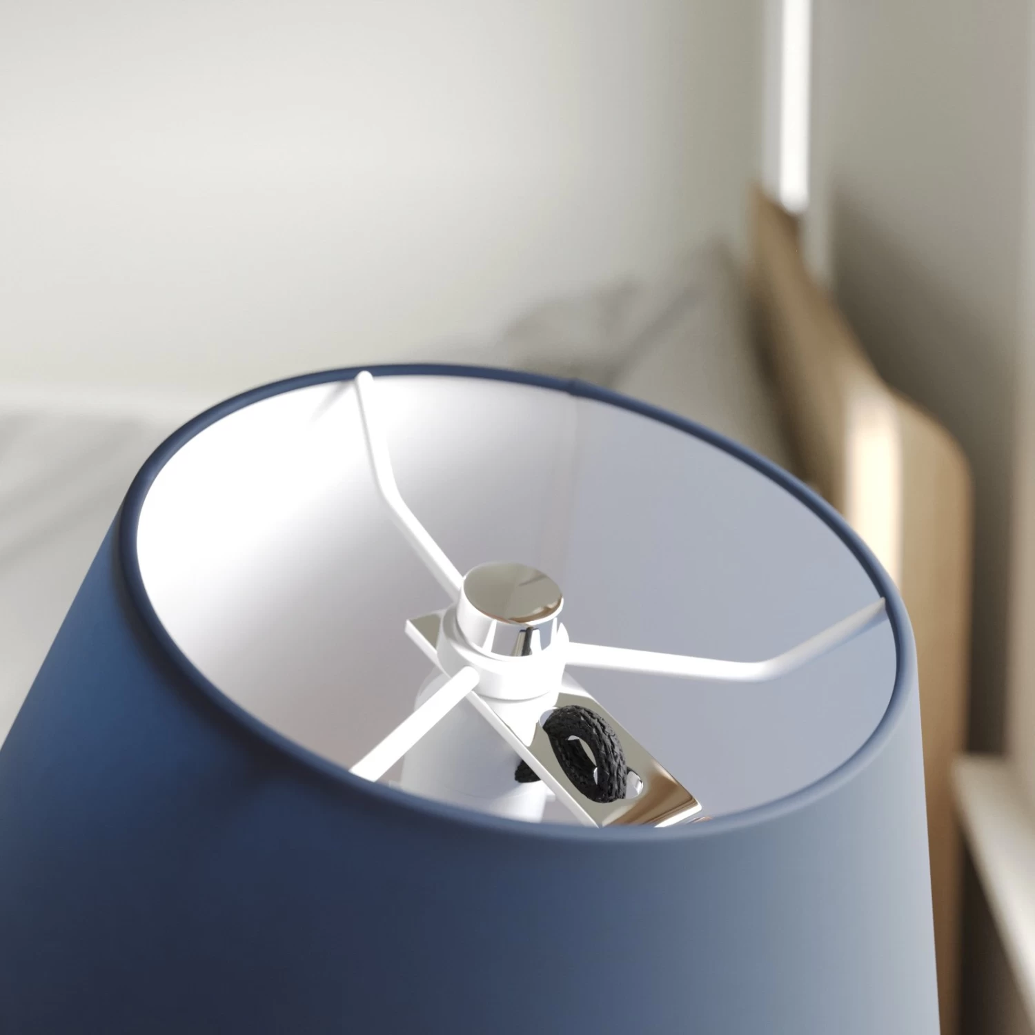 Lucande Jinda Tischlampe, Holzgestell, Stoff Blau â Bild 5