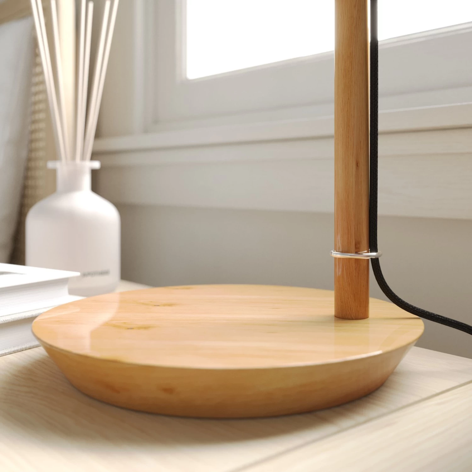 Lucande Jinda Tischlampe, Holzgestell, Stoff Blau â Bild 9