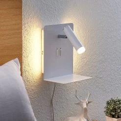 Lucande Zavi LED-Wandspot Mit Ablage, USB, Weiß