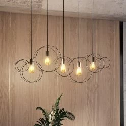 Lucande Andrik Hängelampe, 5-fl., Kreise, Schwarz