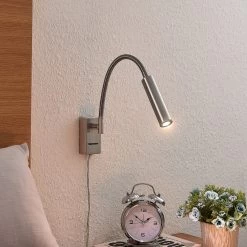 Lucande Anaella LED-Wandleuchte, Nickel, 47 Cm