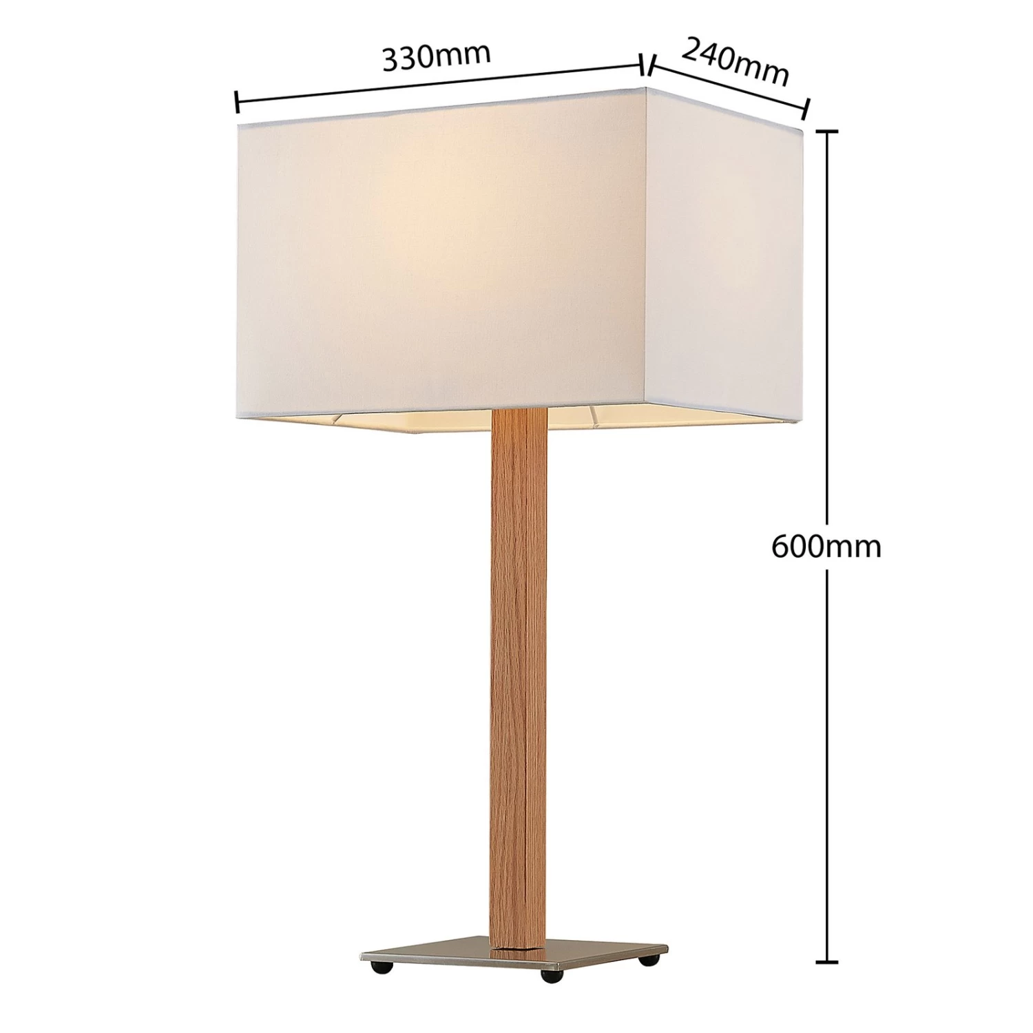 Lucande Heily Tischleuchte, Holz, Eckig, Weiß – Bild 4