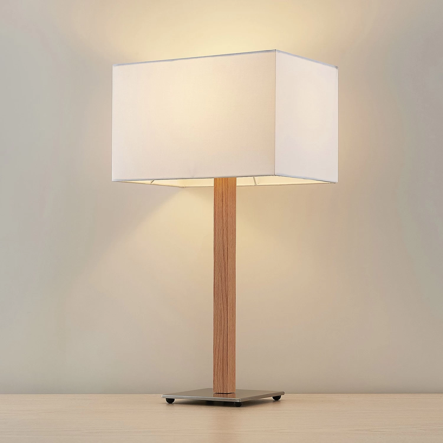 Lucande Heily Tischleuchte, Holz, Eckig, Weiß – Bild 5