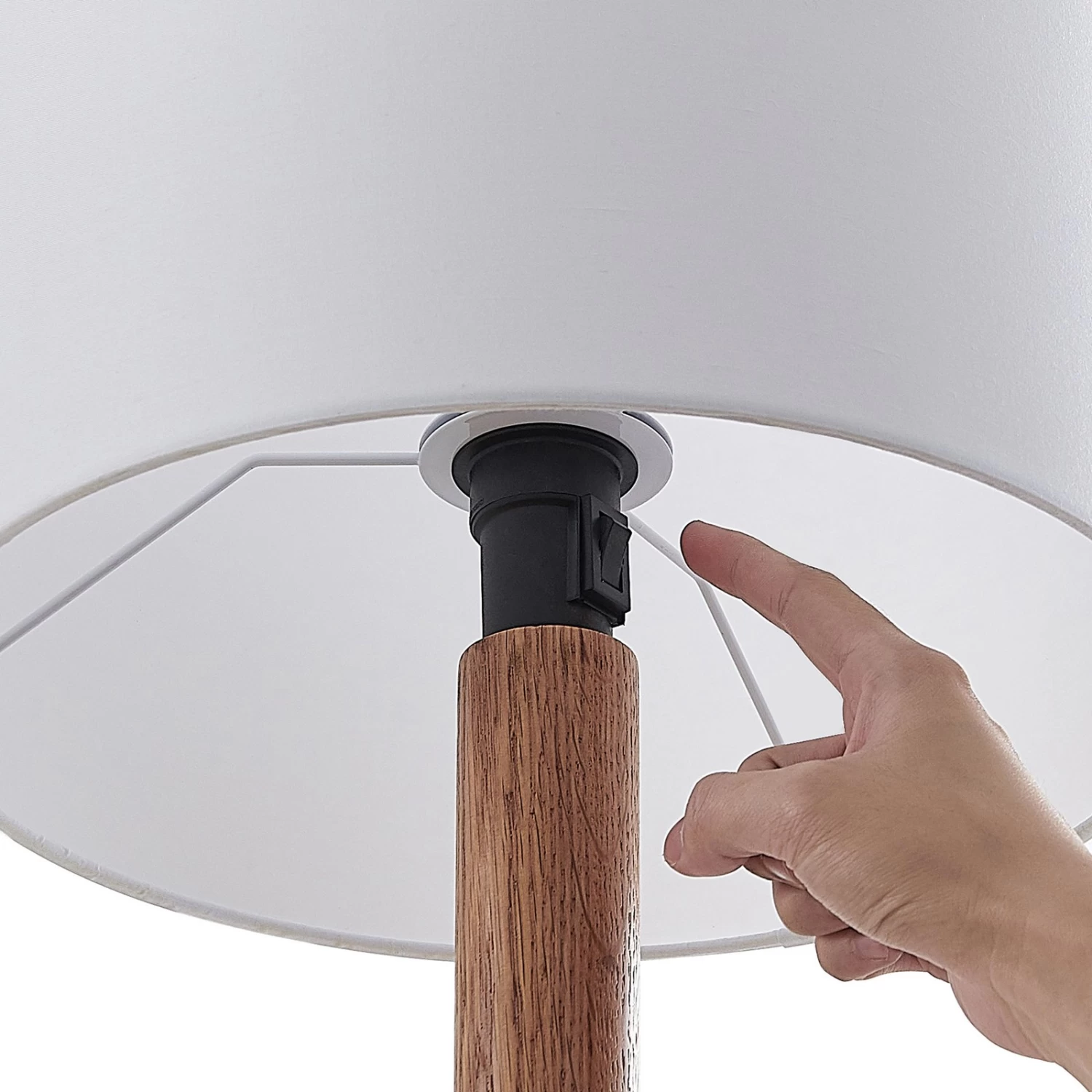 Lucande Heily Tischleuchte, Holz, Rund 21 Cm, Weiß – Bild 6