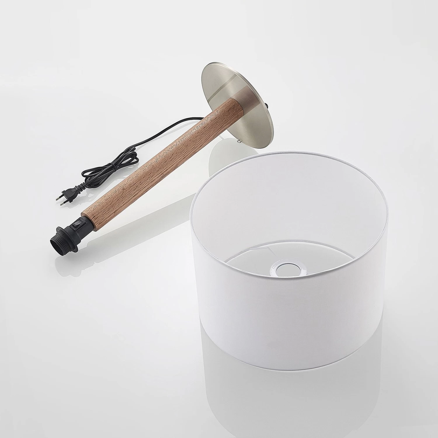 Lucande Heily Tischleuchte, Holz, Rund 21 Cm, Weiß – Bild 9