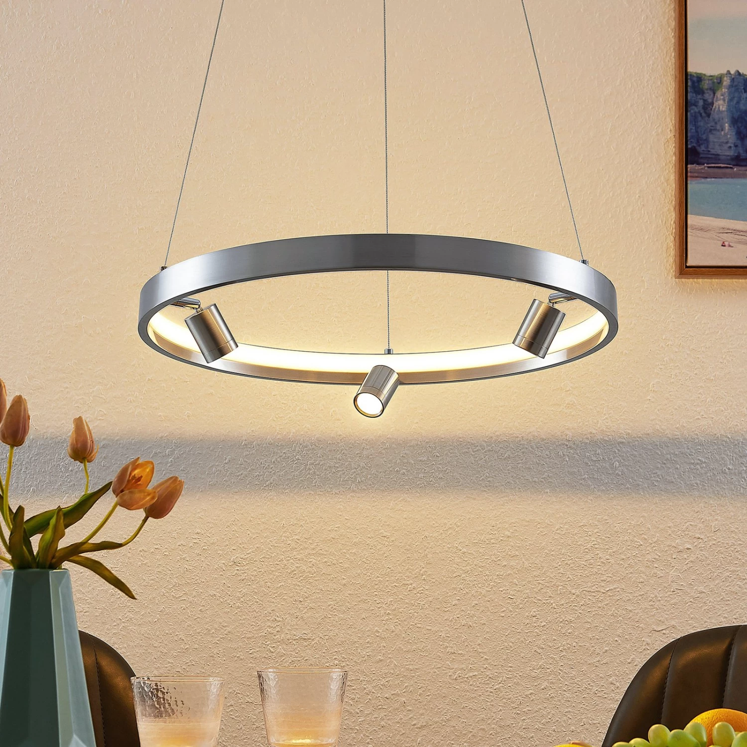 Lucande Paliva LED-HĂ€ngeleuchte, 48 Cm, Nickel â Bild 2
