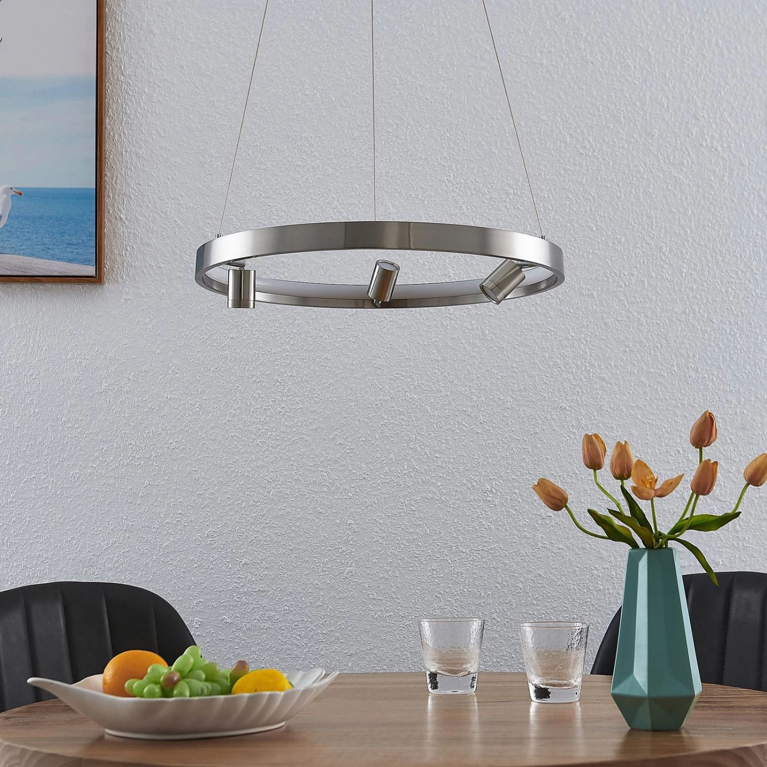 Lucande Paliva LED-HĂ€ngeleuchte, 48 Cm, Nickel â Bild 3