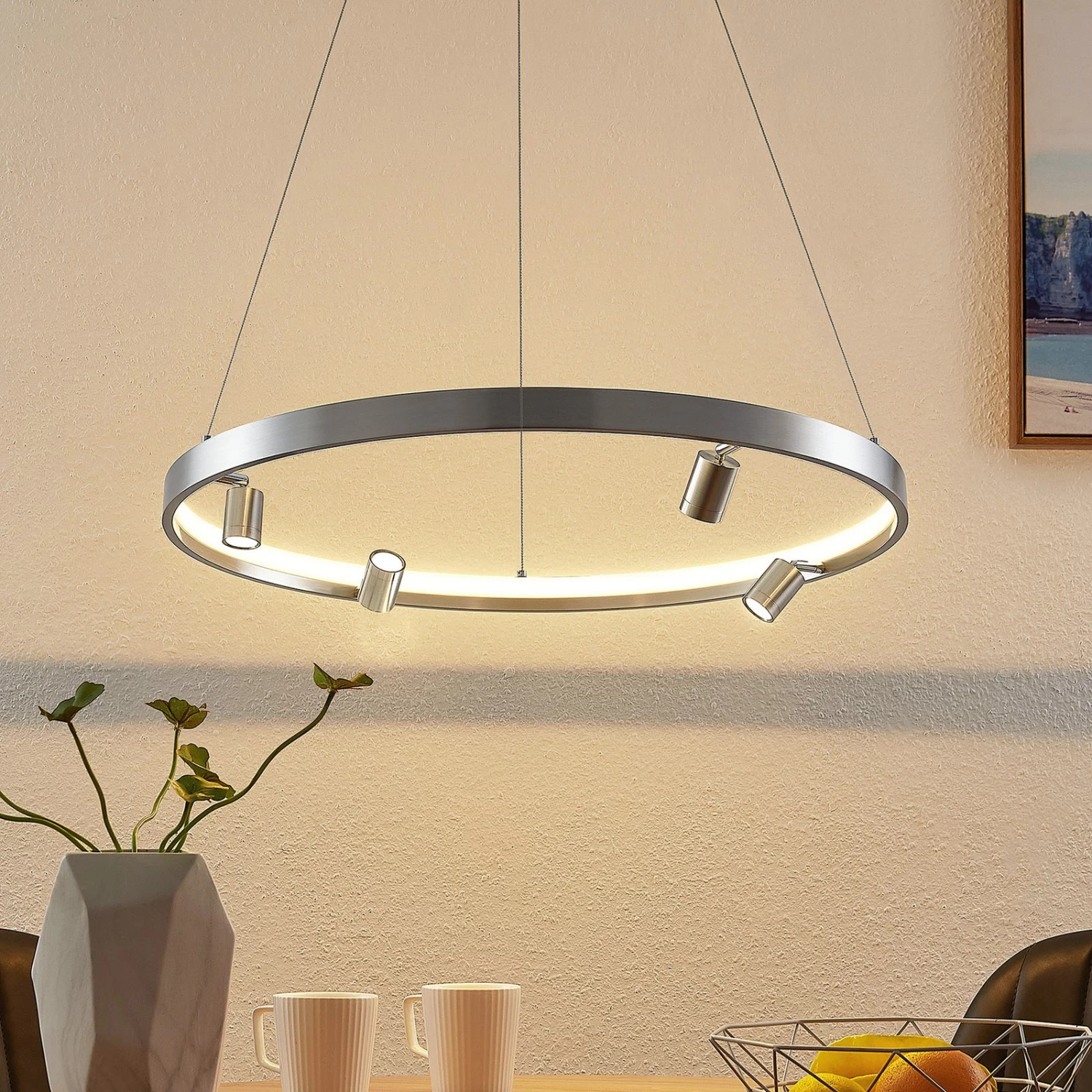Lucande Paliva LED-HĂ€ngeleuchte, 64 Cm, Nickel â Bild 2