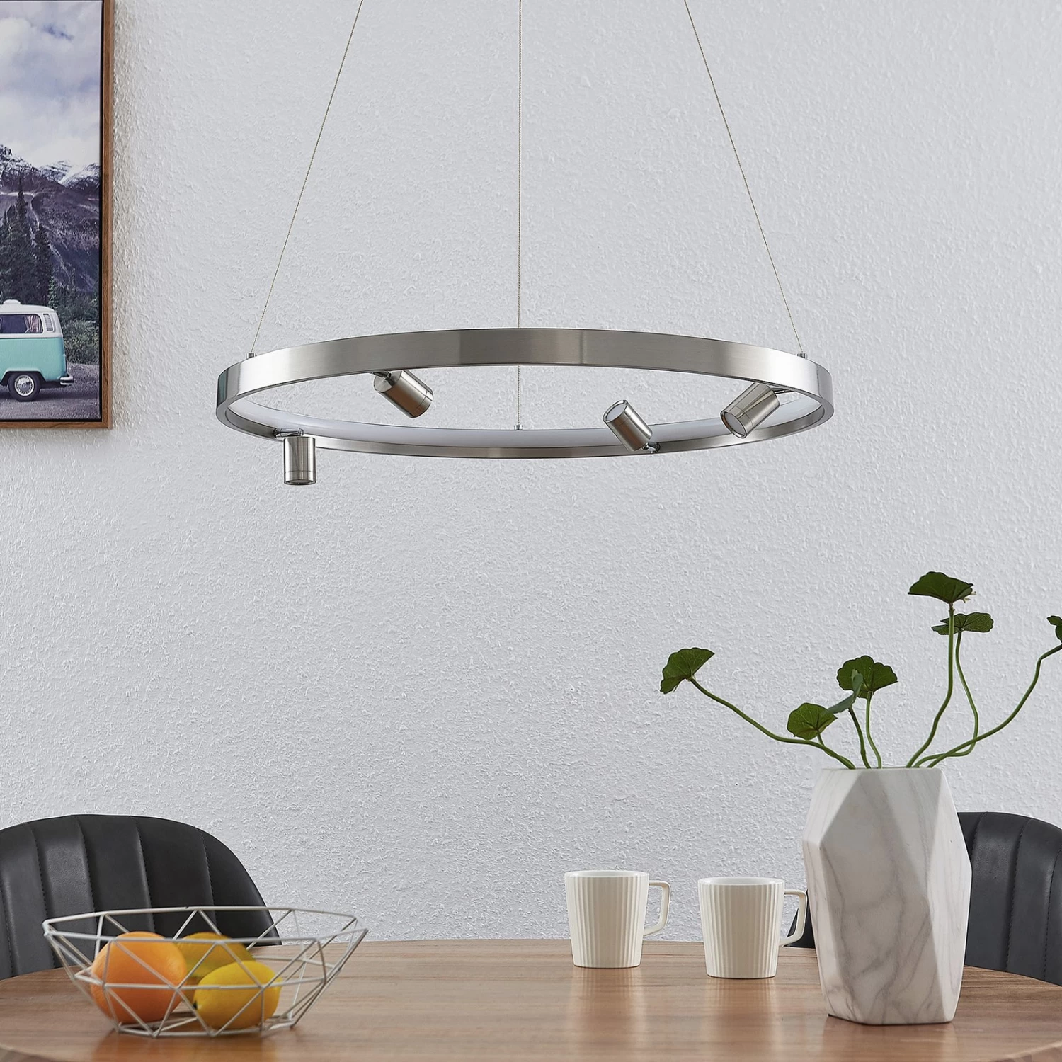 Lucande Paliva LED-HĂ€ngeleuchte, 64 Cm, Nickel â Bild 3